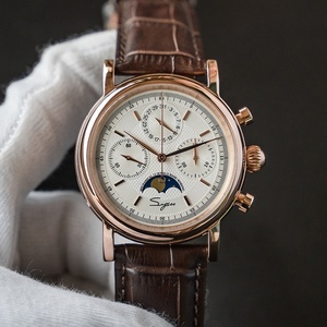 Montre mécanique à remontage manuel en acier inoxydable classique de luxe 5atm Seagull St1901 chronographe pour homme en vente - Product Image 4