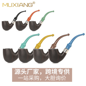MUXIANG Wood Tobacco Pipe Bent Type 9mm Tenon Joint With Acrylic Mouthpiece For Smoking - Product Image 3