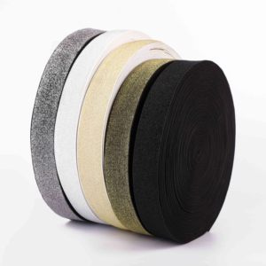 Vente en gros d'usine, bande élastique personnalisée pour ceinture, bande élastique en polyester pailletée, bande élastique tissée brillante pour sous-vêtements - Product Image 3
