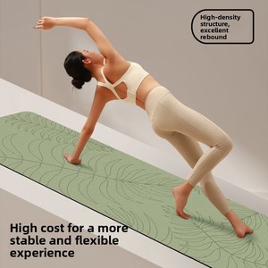 Tapis de yoga transfrontalier mat sans odeur en fibres de coco PU haute densité, léger, élargi, antidérapant, résistant à l'usure, motif feuille - Product Image 3