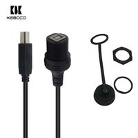 Cable de Extensión USB Tipo B Macho-Hembra Original de Fábrica, Impermeable, con Revestimiento de PVC para Tablero de Auto, Motocicleta, Camión - Negro