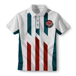 Polo de fútbol personalizado con estampado completo, transpirables uniformes deportivos de secado rápido, Polo de rugby a rayas de manga corta de trabajo de gran tamaño - Product Image 1
