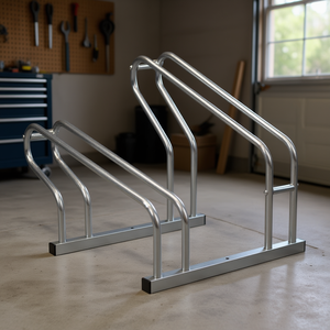 Soporte de Bicicletas Independiente de Acero Galvanizado para 2 Bicicletas, Soporte de Piso Plateado D0100H5G0NP - Product Image 2