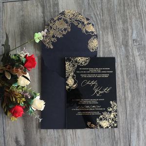 Logo personalizzato di Stampa a Caldo Timbro di Nozze Carte <span class=keywords><strong>Inviti</strong></span> di Acrilico Nero <span class=keywords><strong>per</strong></span> il Partito e <span class=keywords><strong>Matrimoni</strong></span> - Product Image 2