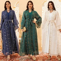 Fabricants en gros de robes de mode pour femmes musulmanes, en polyester brodé de soie longue de haute qualité, pour le marché international.