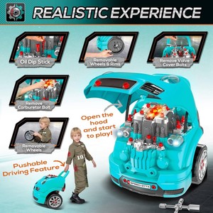 EPT 61 pièces – Kit de mécanicien pour enfants : Jouet moteur de camion à démonter, kit de construction de véhicule avec lumières, sons et télécommande infrarouge - Product Image 3