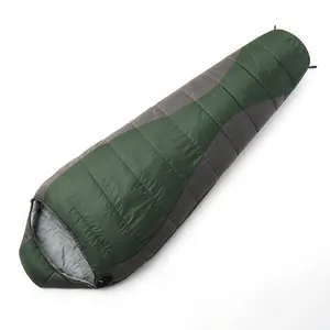 Eigenmarke Outdoor 4-Saisons Doppelschicht Daunenartig Synthetische Faser Füllung thermischer tragbarer Schlafsack mit 3D-Fußbox