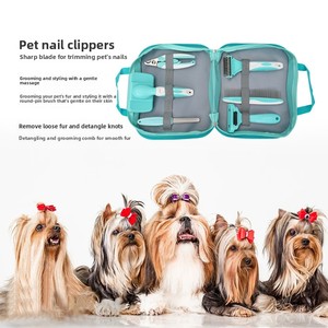 Kit de toilettage pour animaux 6 en 1, ensemble de brosses pour chiens et chats, brosse anti-poils, brosse démêlante, coupe-ongles avec sac de rangement portable, fournitures pour animaux de compagnie en gros - Product Image 1