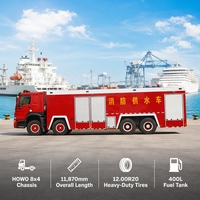Camion Pompier Diesel Lourd HOWO 8x4 25000L 371HP WD615 Double Châssis Pompe à Haut Débit CB10/80 Canon Incendie PS70 Portée 80m ABS
