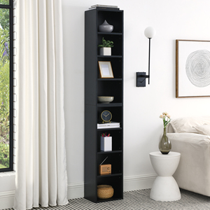 8 Tier Media Tower Rack Slim Storage Cabinet Adjustable Shelves Tall Narrow Bookcase Display <b>Bookshelf</b> For Home - Product Image 1
