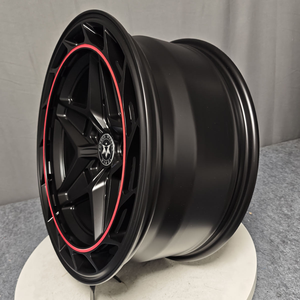 Jantes forgées sur mesure Viaol 20x9.5 20x11 5x115 Noir brillant 5 branches avec accent rouge compatibles <span class=keywords><strong>Dodge</strong></span> <span class=keywords><strong>Challenger</strong></span> Charger - Product Image 5