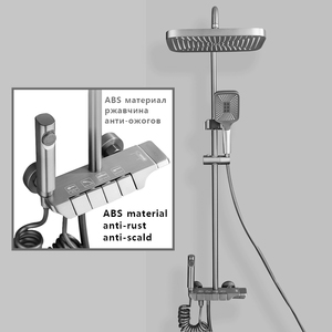 Kit Complet de Système de Douche Économique Gris Anthracite Chaud Froid <span class=keywords><strong>Mural</strong></span> pour Salle de Bain, Robinet de Douche Pluie et <span class=keywords><strong>Mitigeur</strong></span> de Baignoire à Clavier Piano - Product Image 3