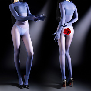 Glossy Bodysuit 5D Ultra Thin Nylon Satin Open Crotch Women Sexy Lingerie Costume - Product Image 1