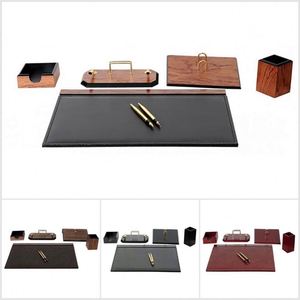 6-Piece Flash Cute Style <b>Desk</b> Organizer <b>Set</b> Mesh & Wooden with Leather for Office Desktop Use - Product Image 5