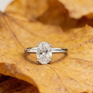 Design <span class=keywords><strong>classico</strong></span> stile <span class=keywords><strong>solitario</strong></span> 18k oro massiccio Hpht Cvd ovale laboratorio sviluppato diamante 0,6ct 1ct - Product Image 1