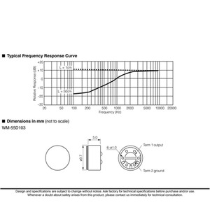 Microfono a Condensatore Electret WM-55D103 con Cancellazione del Rumore, Uscita Analogica 1.5V-10V, Componente Elettronico - Product Image 5