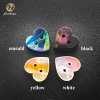 Kancing Resin Bentuk Hati Gradasi 2 Lubang Warna-warni Motif Marmer untuk Kemeja Gaun Aksesoris Pakaian Anak