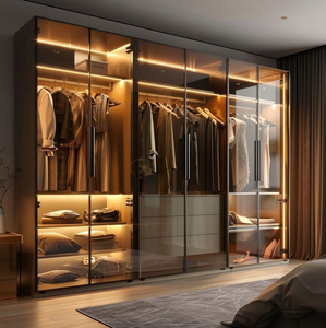 Thiết kế phù hợp đi bộ trong tủ quần áo khung kính cửa trong tủ quần áo cao cấp bespoke Tủ tối đa hóa không gian tủ phòng tùy chỉnh được xây dựng - Product Image 4