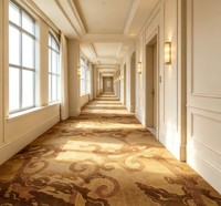 Tapis de luxe en nylon jacquard tufté, fabriqué à la machine, imprimé, résistant à l'eau, antidérapant, lavable, taille personnalisée pour hôtel et salle de banquet