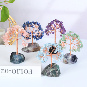 Wholesale Natural Healing Crystal Gemstones Fluorite Stone Base Crystal Money <b>Tree</b> for Home Decoration - Product Image 3