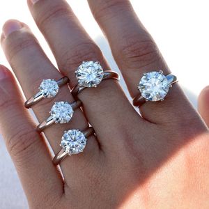 चांदी के सफेद सोने 925 कई आकारों में सेट-1ct से 5ct vv gra misSonite गहने सोलिटेयर हीरे के छल्ले - Product Image 2