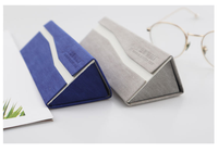 Étui à lunettes pliable en cuir PU avec logo personnalisé - Matériel en fer - Étui à lunettes de soleil triangulaire pliable tendance