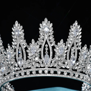 LUOXIN Grands accessoires de mariage, bijoux de cheveux de mariée, diadème en zircon, diadèmes <span class=keywords><strong>et</strong></span> couronnes de concours - Product Image 4