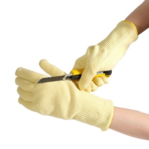 Personalizado 250 ℃    Guantes Resistentes al Calor de Aramida y Algodón Amarillo de Doble Capa, Guantes Largos con Puño, Resistentes a Cortes y Llamas - Product Image 6