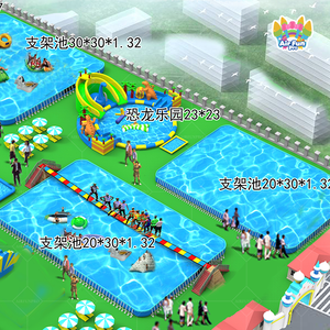 Équipement de jeux aquatiques commerciaux, parc aquatique gonflable mobile sur terre avec grand <span class=keywords><strong>toboggan</strong></span> aquatique <span class=keywords><strong>pour</strong></span> adultes - Product Image 3
