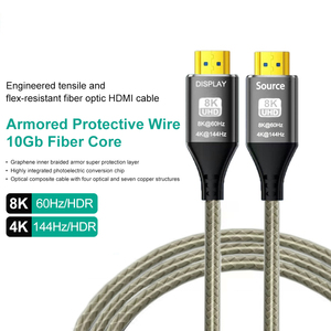 Cable de fibra óptica profesional Justlink <span class=keywords><strong>HDMI</strong></span> 2,1 8K 60Hz <span class=keywords><strong>AOC</strong></span> blindado duradero para monitor de ordenador portátil de escritorio - Product Image 2