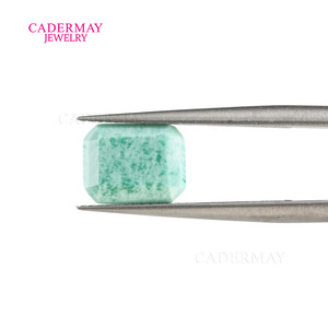 Cadermay Emerald Green No. 6 Rectangular Beveled Synthetic Lab Created Loose Gemstone For Jewelry Making - Product Image 5