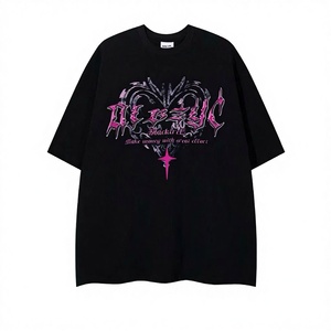 230g Weight 100% Cotton Long Short Sleeve Round-neck Top Printed Pattern High-street <b>Gothic</b> Style Oversized Loose Fit <b>T</b>-<b>shirt</b> - Product Image 3