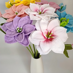 TC Décoration d'intérieur DIY Bouquet de fleurs pour anniversaire Cadeau Fête des Mères Fleur artificielle tricotée Branche de fleur au crochet <span class=keywords><strong>Amaryllis</strong></span> - Product Image 3