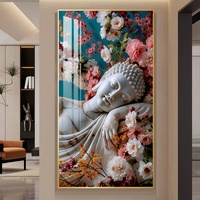 Vente en gros d'usine : Peintures murales en porcelaine LED avec statue de Bouddha exquise de haute qualité, idéales pour la décoration de bureaux et de maisons