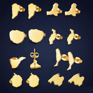 Kanarische Inseln Ohrstecker und <span class=keywords><strong>Mallorca</strong></span> El Hierro Karte Edelstahl Kanarischer Schmuck für Frauen und Mädchen # 008162 - Product Image 1
