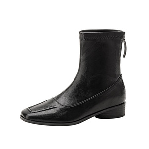 Chunky-Heeled Snow <b>Boots</b> High Heel Fur Midsole Anti-Slip Soles-Fashionable Versatile Elegant Slim Ankle <b>Boots</b> for Autumn/Winter - Product Image 3