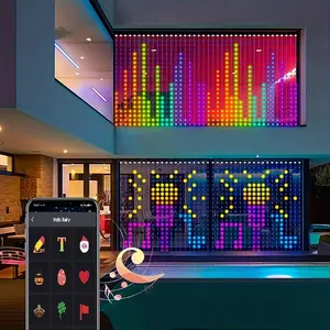 2024 baru kontrol aplikasi pintar peri cahaya dapat disesuaikan RGB LED Pixel lampu gorden tali DIY pemrograman tampilan dekorasi