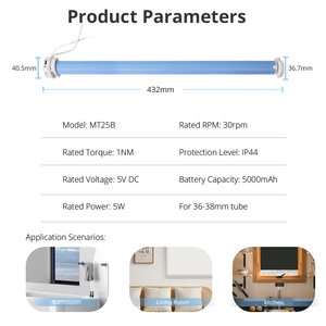 Zemismart Matter Thread Zebra Motorized Blind System Battery <strong>Roller</strong> <strong>Motor</strong> Smart <strong>Roller</strong> Shade Blinds <strong>Motor</strong> with Built-in Batter - Product Image 6
