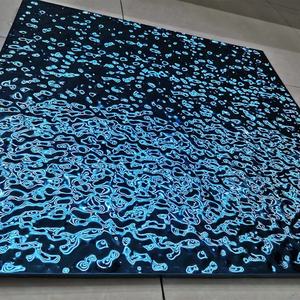 PVD 컬러 블루 미러 연마 물 잔물결 스테인레스 스틸 시트 금속 벽 클래딩 천장 패널 - Product Image 2