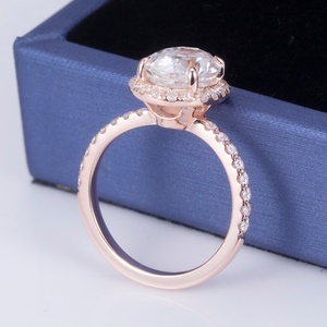 Anillo Halo para Mujer MS-600, Joyería de Moda en Oro Vermeil, Plata 925, Moissanita Corte Ovalado DEF - Product Image 4