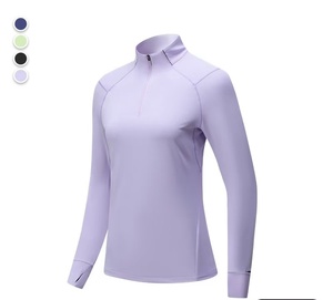 Vêtements de sport pour hommes et femmes, printemps/automne, col montant à demi-zip, séchage rapide, manches longues, sports de plein air, course à pied, cyclisme - Product Image 4