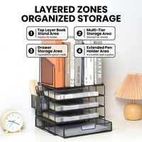 Organisateur de fichiers en métal A4 empilable et détachable, support de bureau multi-niveaux incliné pour livres, design minimaliste
