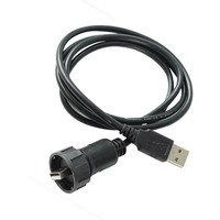 Câble d'extension USB industriel étanche en ABS, un extrémité mâle, deux fiches en caoutchouc protégées pour installation sur panneau
