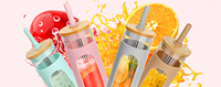 Meilleures ventes : Gobelet en verre réutilisable 22oz 20oz pour eau, jus, café, avec couvercle en bambou et paille