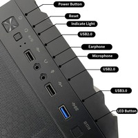 Boîtier d'ordinateur de bureau vertical ATX pour jeux avec ports USB 3.0 et panneau latéral en verre trempé, cabinet d'ordinateur à vue complète, unique