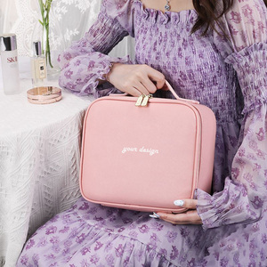 Biểu Tượng Tùy Chỉnh Đa-Chức Năng Màu Hồng Du Lịch Trang Điểm Tổ Chức Tạo nên Lưu Trữ Túi Với LED Ánh Sáng Gương - Product Image 2