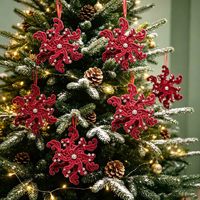 Weinrote Beflockte Kunststoff-Flügelglocken-Anhänger Weihnachtsbaumschmuck & Dekorationen