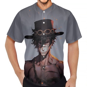 Haute qualité livraison directe vêtements hommes Baseball uniforme transfert de chaleur japonais Anime bouton complet fermeture à manches courtes T-Shirt - Product Image 3