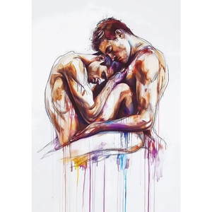 Impresión en Lienzo de Pareja Gay con Líneas Abstractas, Arte de Pared Clásico Pintado con Spray, Póster HD Vertical Rectangular para Decoración de Dormitorio, Habitación u Hogar - Product Image 5