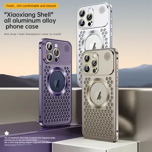 IPhone 14 15 용 새로운 알루미늄 휴대 전화 케이스 커버 마그네틱 메탈 럭셔리 휴대 전화 케이스